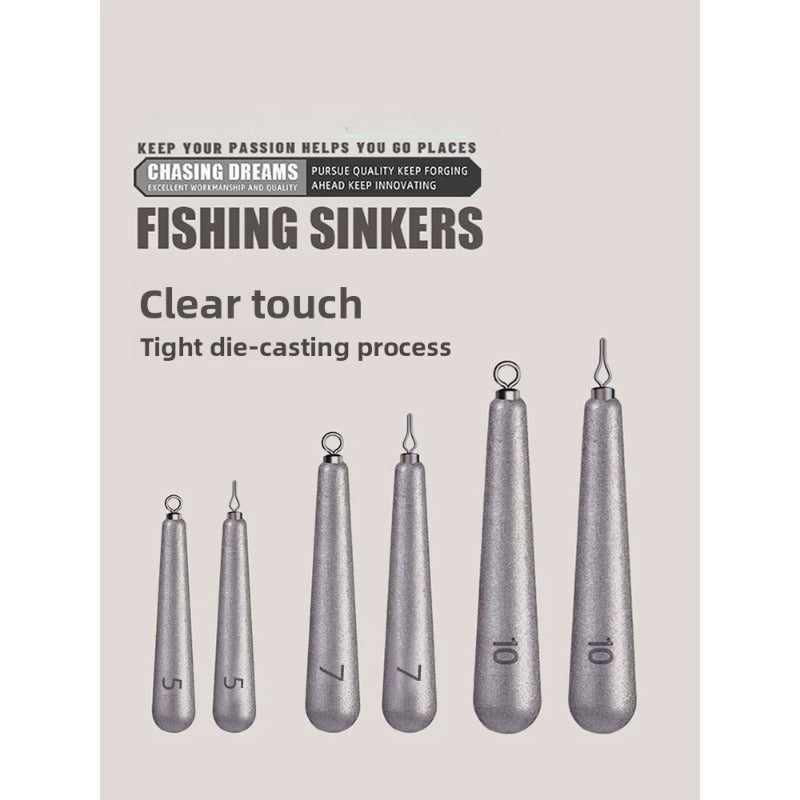 Die‑cast Drop Shot Weight, Cylindrical Sinker 8003, Free‑Rig, Long‑Cast, Snag‑Resistant, for Bass and Siniperca chuatsi Fishing
