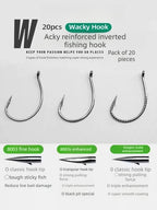 Drop shot hook, wacky hook 8003, for lure‑fishing with soft stick baits to catch bass and mandarin fish, reinforced dragon‑scale hook