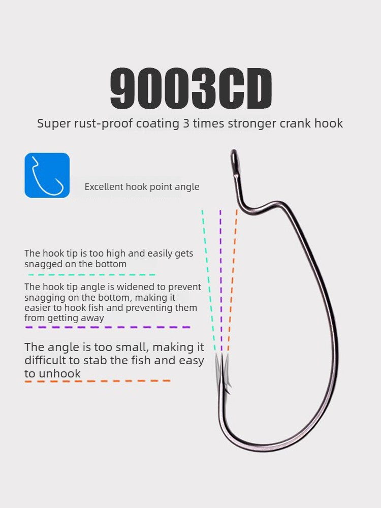 Crank Hook Luya Strengthening Texas Carlo Fishing Group Inverted Fishing Micro Object Perch Mandarin Fish Wide Belly 9003CD Hook