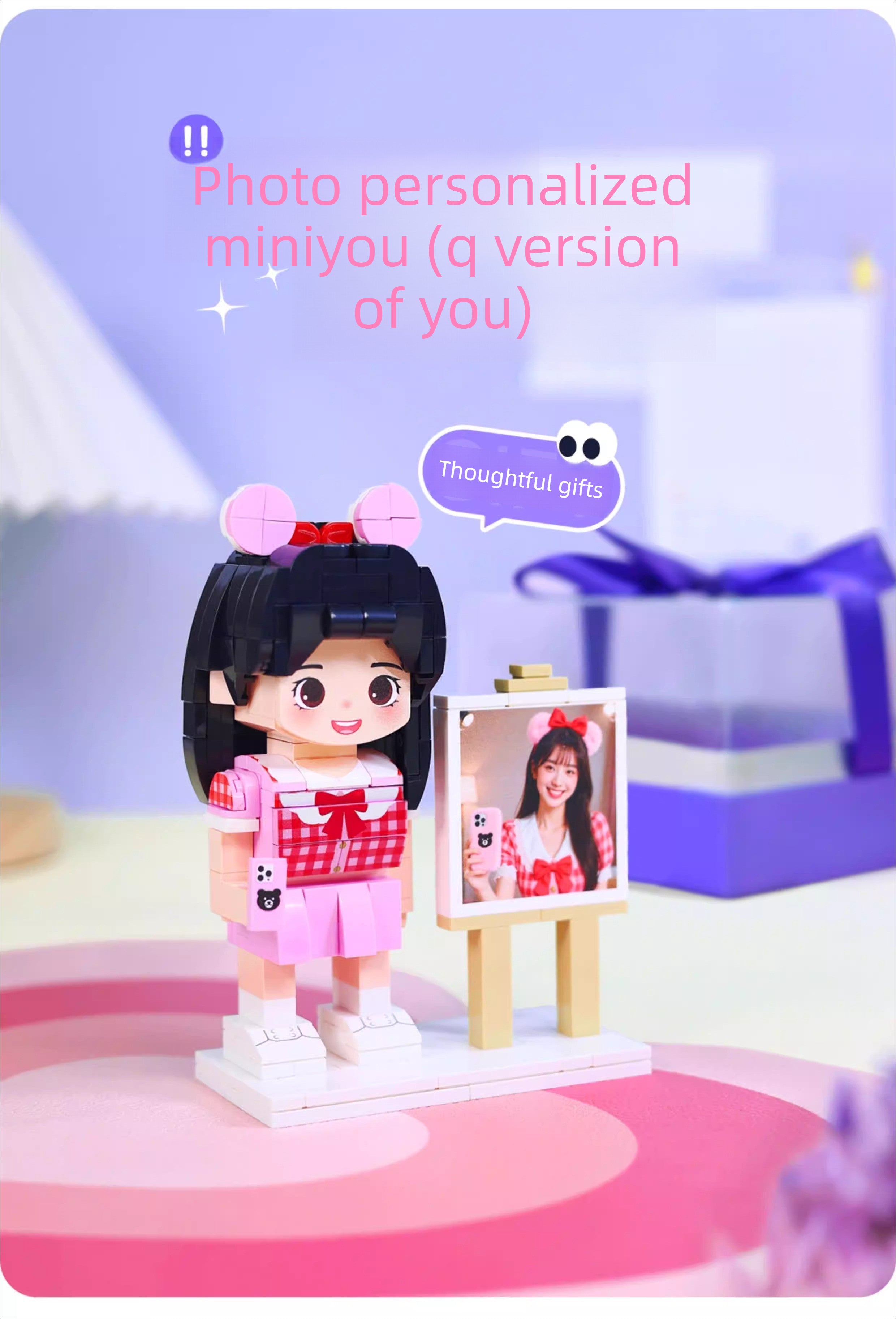 Photo building block custom portrait couple girlfriend DIY handmade birthday gift creative doll