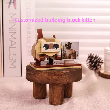 Photo custom pet cat tide play building block toy DIY creative figure gift Q Meng