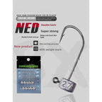 Double‑barb NED Jig Head for Lure Fishing in Black‑pit Ponds, for Bass and Mandarin Fish, Wide Hook Gap, NED Tumbler, Snag‑Resistant