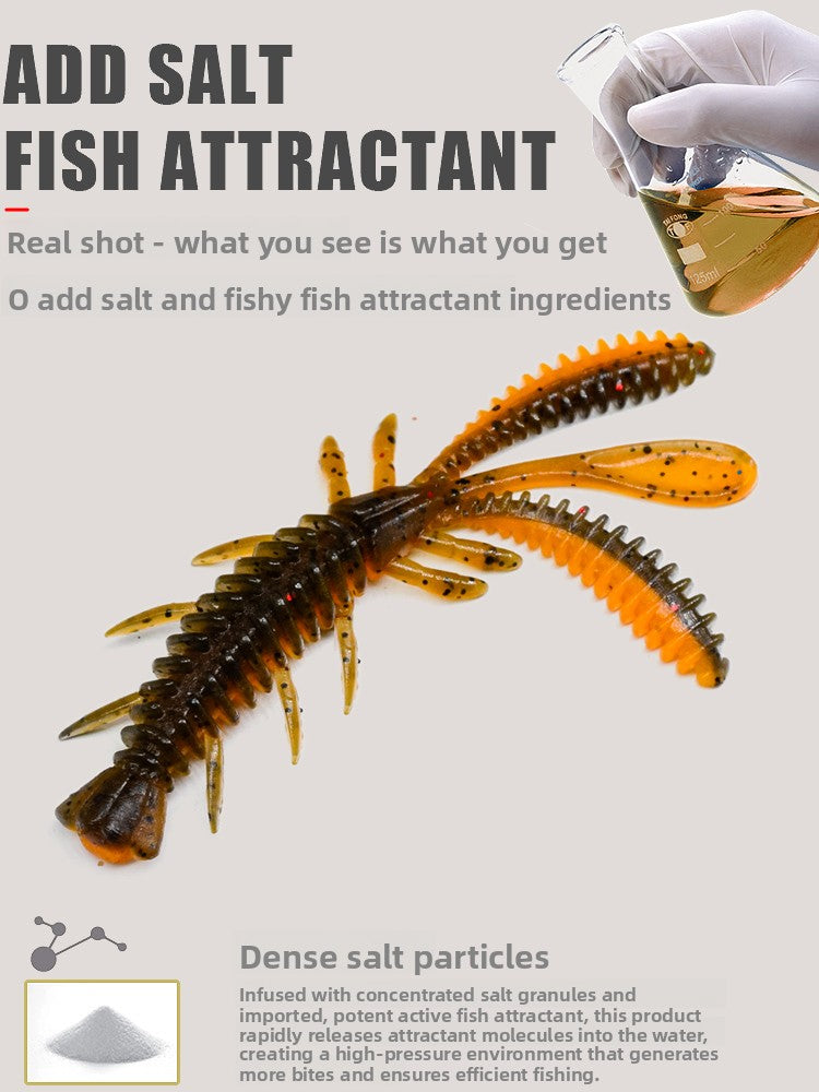 LUREPEAK Floating shrimp soft bait Ned NED upside down fishing black pit perch Luya mayfly shrimp type soft bait soft worm