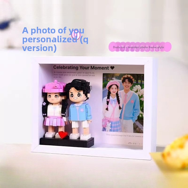 Photo frame photo custom portrait building block ornament couple birthday DIY figure gift for girlfriend