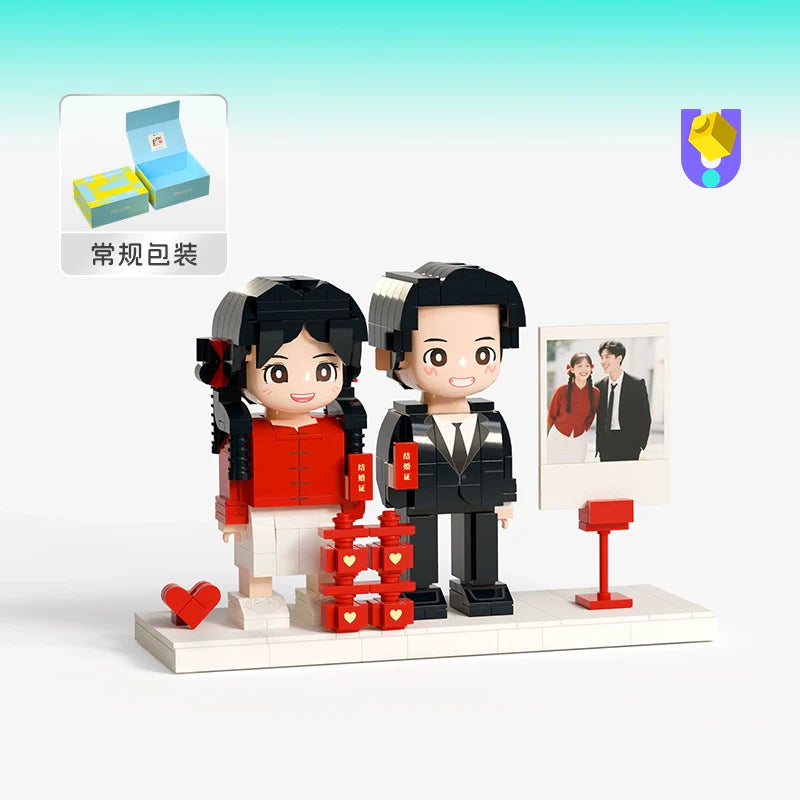 Fang Zai photo studio photo custom building block portrait couple wedding ornament for girlfriend's birthday wedding gift girl