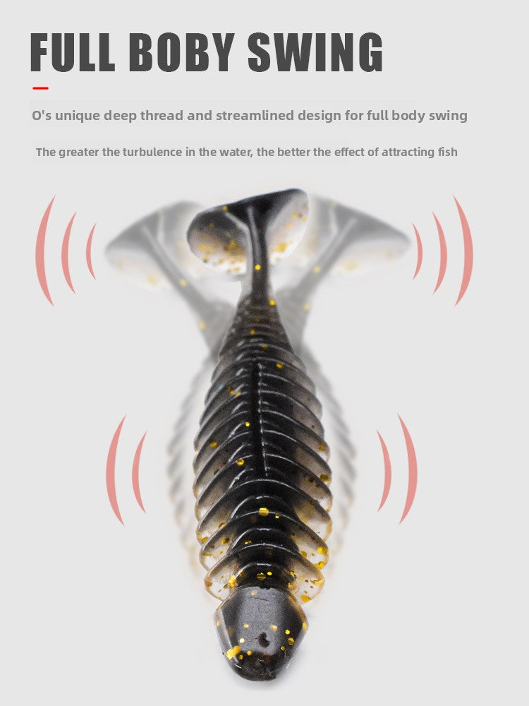 Reverse thread t-tail soft bait lead-headed hook perch mandarin fish tilted mouth Luya false bait spoiler submerged T-tail soft worm