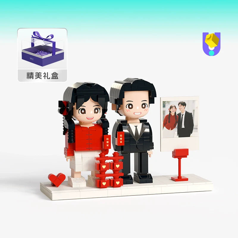 Fang Zai photo studio photo custom building block portrait couple wedding ornament for girlfriend's birthday wedding gift girl