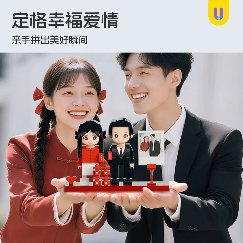 Fang Zai photo studio photo custom building block portrait couple wedding ornament for girlfriend's birthday wedding gift girl