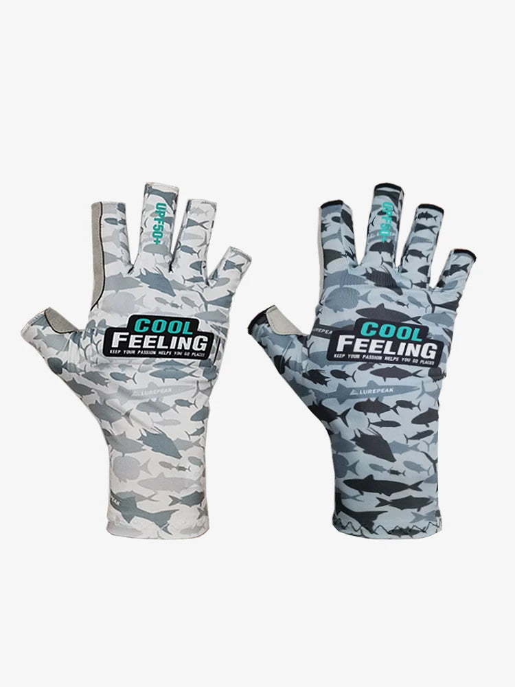 Lce silk sunscreen gloves Luya fishing breathable sweat-absorbing non-slip quick-drying sea rock fishing dew five-finger gloves