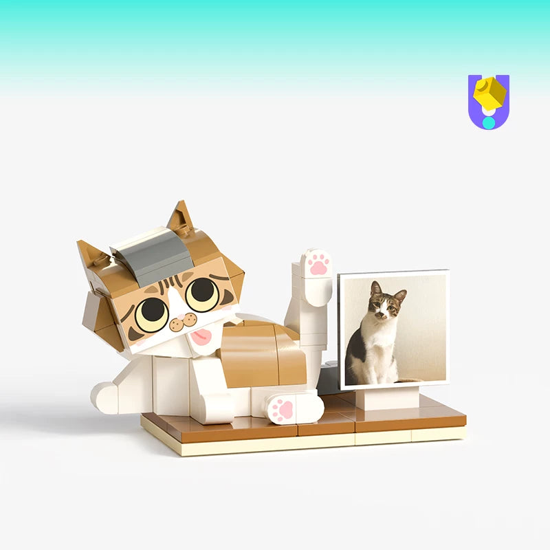 Photo custom pet cat tide play building block toy DIY creative figure gift Q Meng