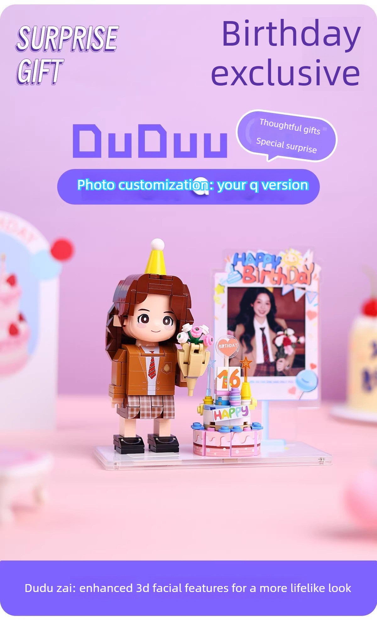 Birthday gift girlfriend photo custom building block portrait DIY figure doll give girl gift