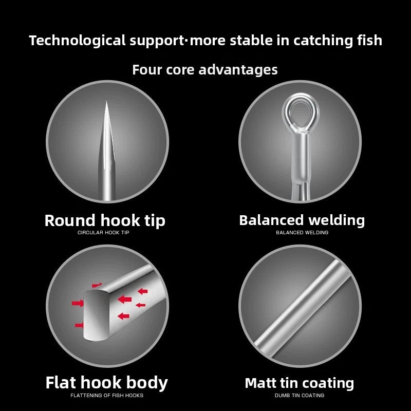 Luya Sanben Hook 6066 Quadruple Reinforced Matte Tin Anti-rust Three-claw Hook Bait with Hook Luya Crossed Bass