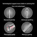 Luya Sanben Hook 6066 Quadruple Reinforced Matte Tin Anti-rust Three-claw Hook Bait with Hook Luya Crossed Bass