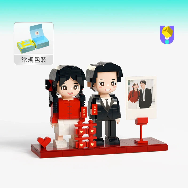 Fang Zai photo studio photo custom building block portrait couple wedding ornament for girlfriend's birthday wedding gift girl