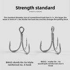 Luya Sanben Hook 6066 Quadruple Reinforced Matte Tin Anti-rust Three-claw Hook Bait with Hook Luya Crossed Bass
