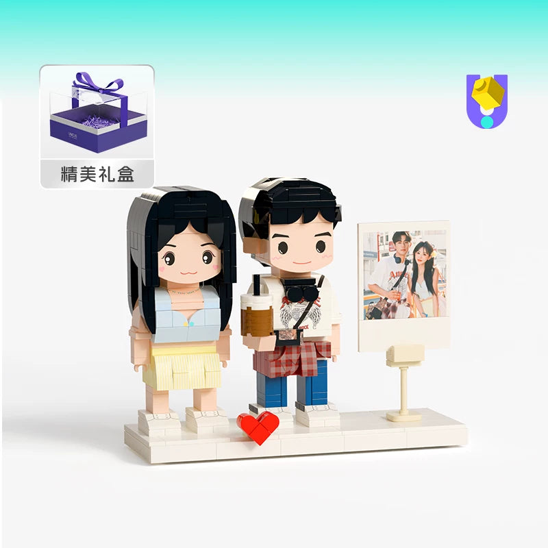 Photo building block custom portrait couple girlfriend DIY handmade birthday gift creative doll