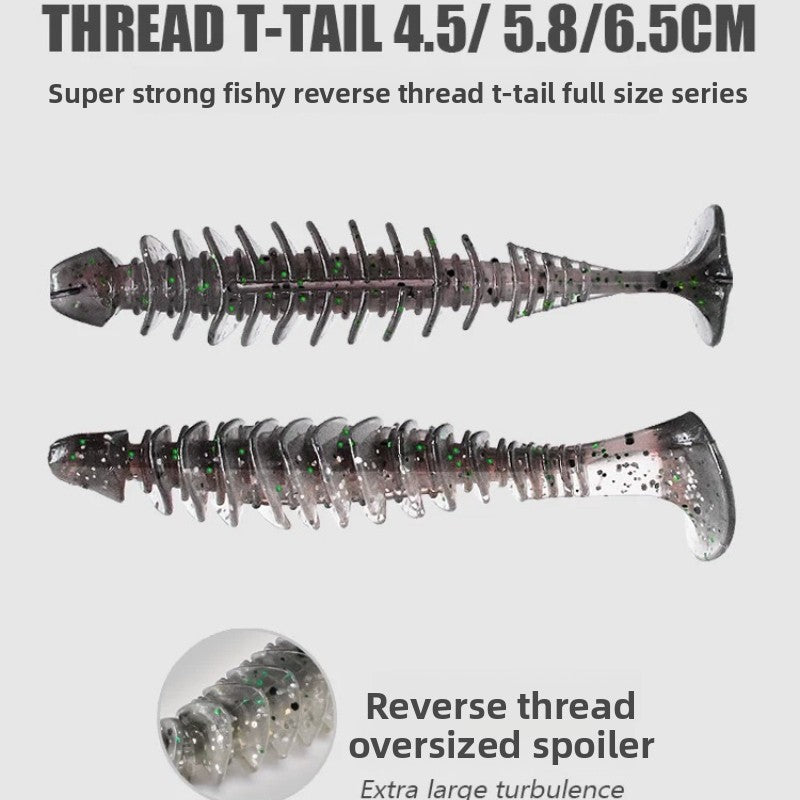 Reverse thread t-tail soft bait lead-headed hook perch mandarin fish tilted mouth Luya false bait spoiler submerged T-tail soft worm