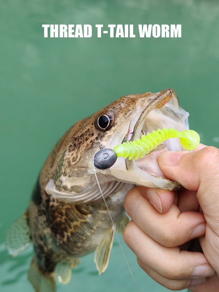 Reverse thread t-tail soft bait lead-headed hook perch mandarin fish tilted mouth Luya false bait spoiler submerged T-tail soft worm
