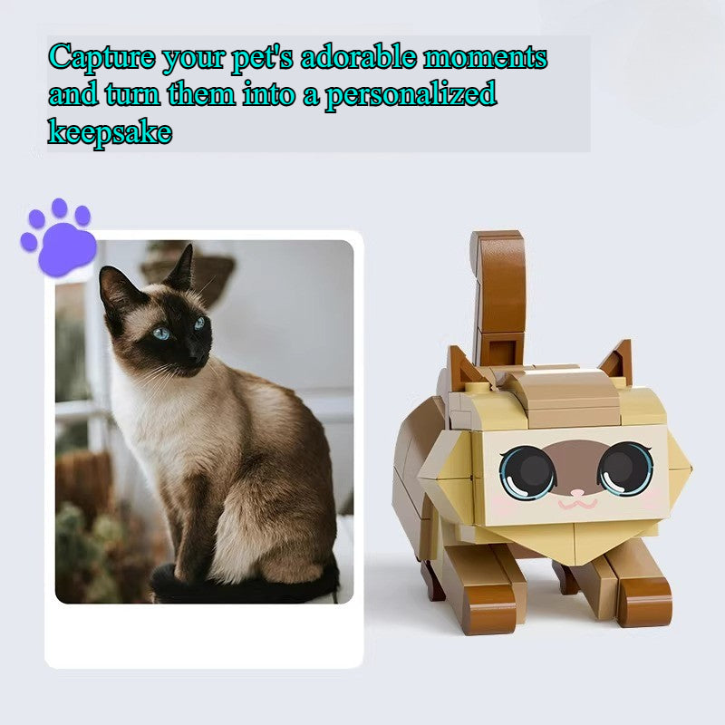 Photo custom pet cat tide play building block toy DIY creative figure gift Q Meng