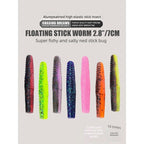 Floating Stick‑Bait Neko Drop‑Shot Rig, Salt‑Infused Strong Scent Lure for Black‑Bass and Mandarin Fish in Commercial Fishing Ponds, Soft Plastic Worm Lure for Lure Fishing