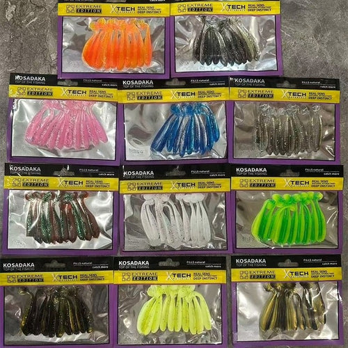 7cm two-color T-tail soft lures for lure fishing, soft plastic worms matched with jig heads, artificial baits targeting mandarin fish, sea bass and topmouth culter